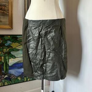 cotton on green pleather skirt